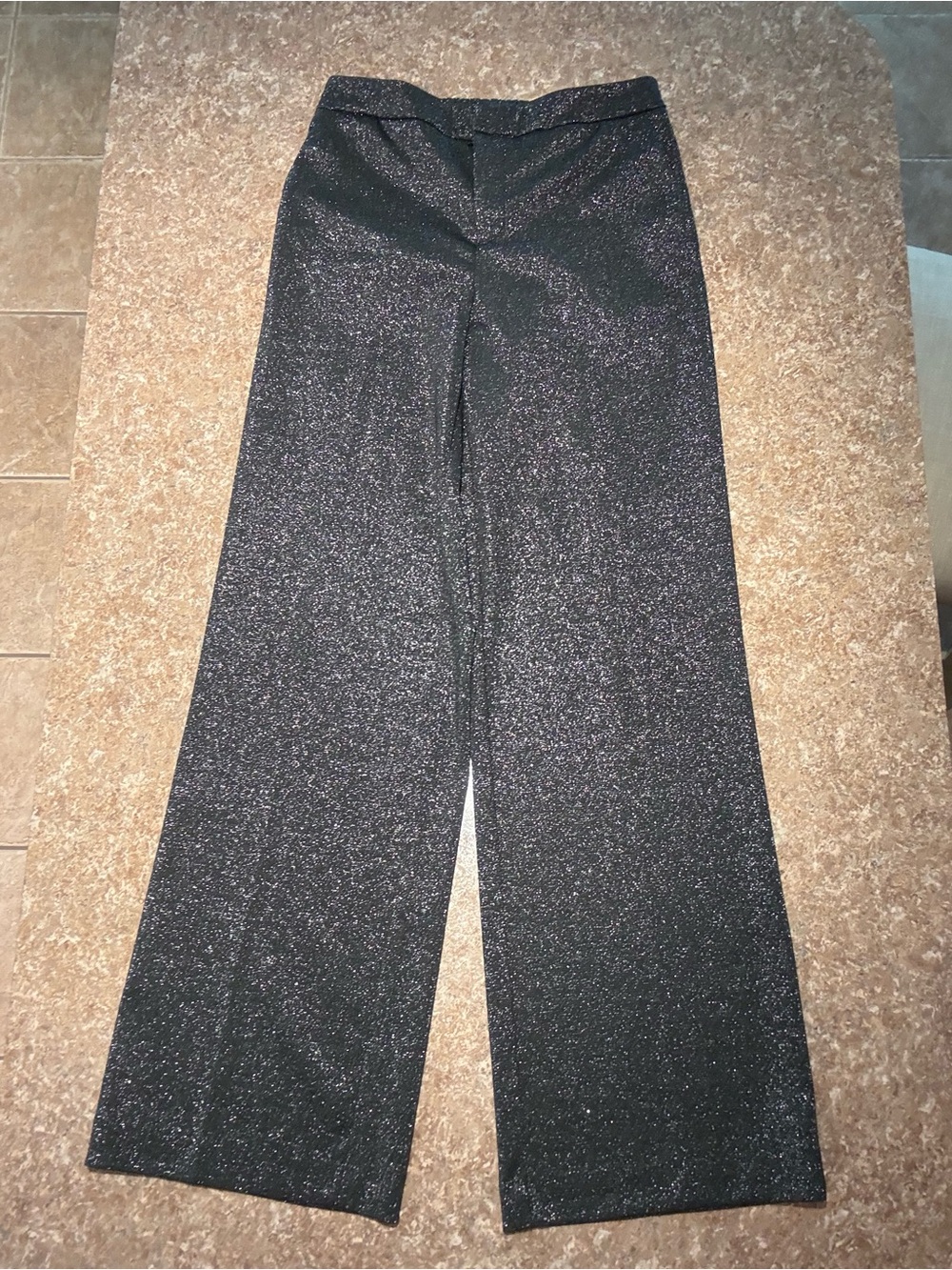 Rachel Zoe Black Sparkle Knit Wide Leg Pants